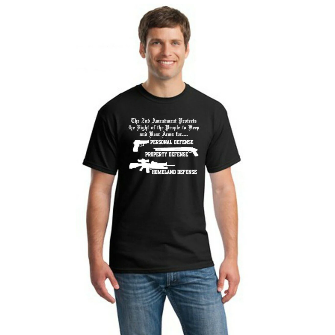 Gun Rights Personal Property & Homeland Defense 2nd Amendment T-Shirt 100% Cotton O-Neck Short Sleeve Summer Casual Mens T-shirt