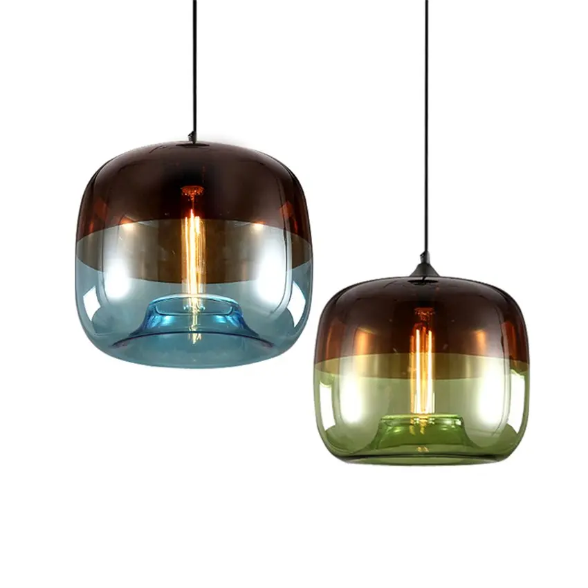 

Nordic colored apple glass pendant lights restaurant clothing store living room bedroom hanging lamps lighting E27 fixtures