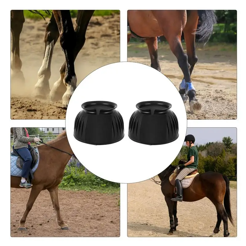 Horse Bell Boots 2pcs Rubber No-Turn Horse Bell Boots Soft Equine Boots Protective Gear Accessories for Training Equipment