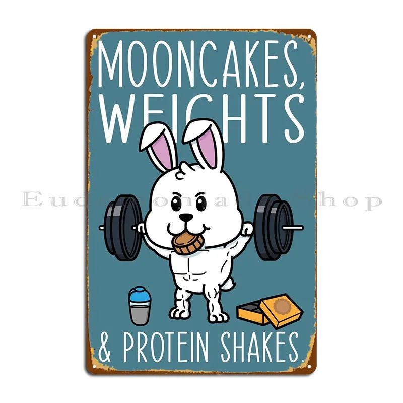 Mooncakes And Weights Metal Sign Rusty Character Living Room Garage Home Tin Sign Poster