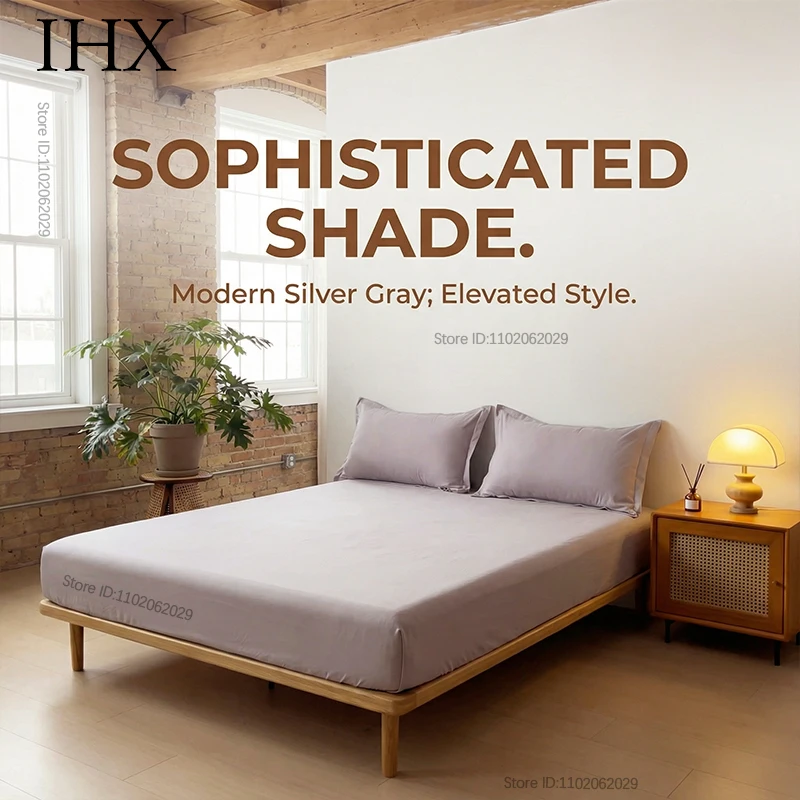 IHX Solid Color Cotton Fitted Sheet,Ultra-Soft Sateen Weave for Cozy Nights - Hypoallergenic and Easy Care Bedding Custom Size