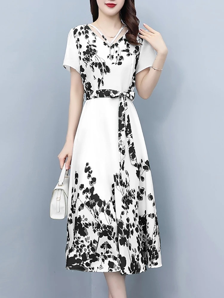 Beach Style Red Floral Chiffon Long Dress for Women Summer Elelgant Casual Holiday Dress 2024 Korean Vintage Bodycon Party Dress
