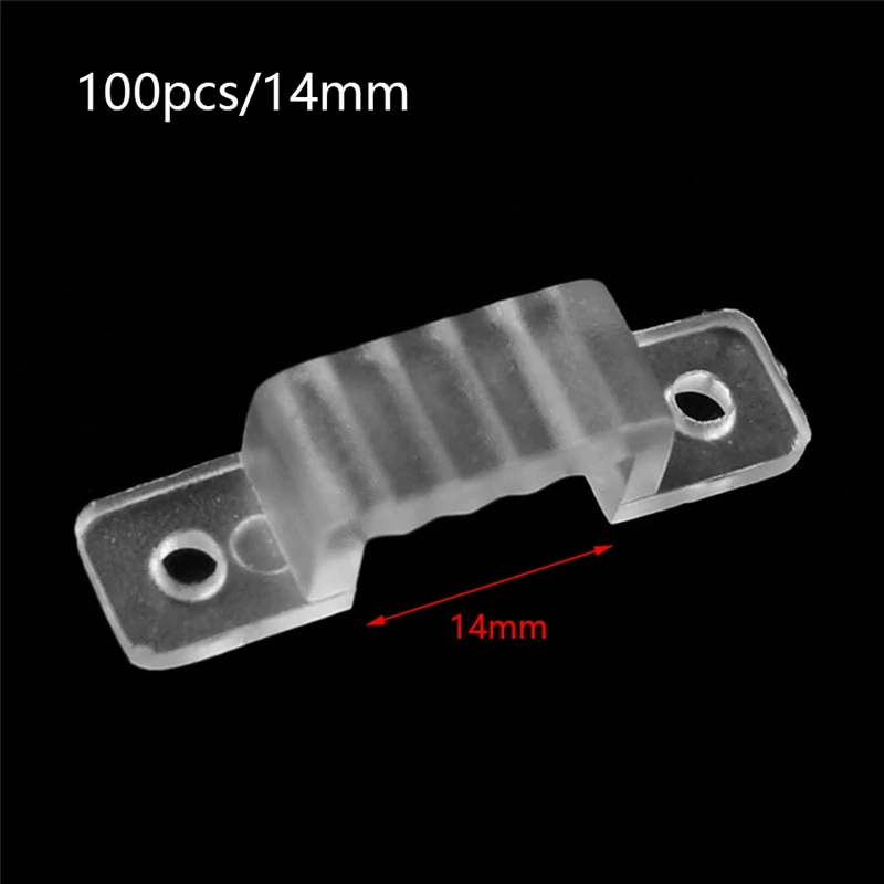 LEDライトストリップ取り付けクリップ、マウントホルダー、半透明スナップ、5730、2835、5050、幅14mm、パッケージあたり100個