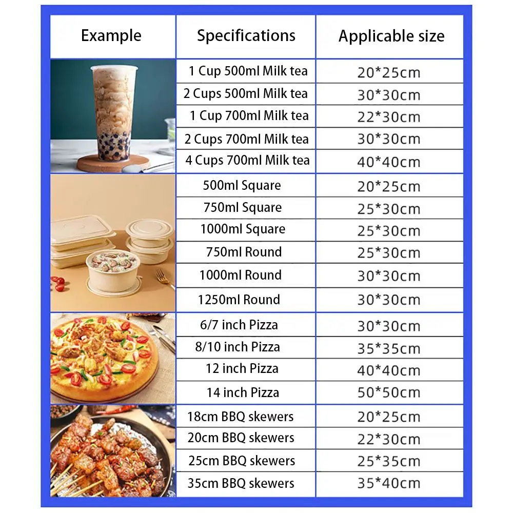 50Pcs/Pack Food Thermal Aluminum Foil Bag Ice Cold Warm Delivery Carrier Insulation Bag Packing Drink Storage Cooler Bag