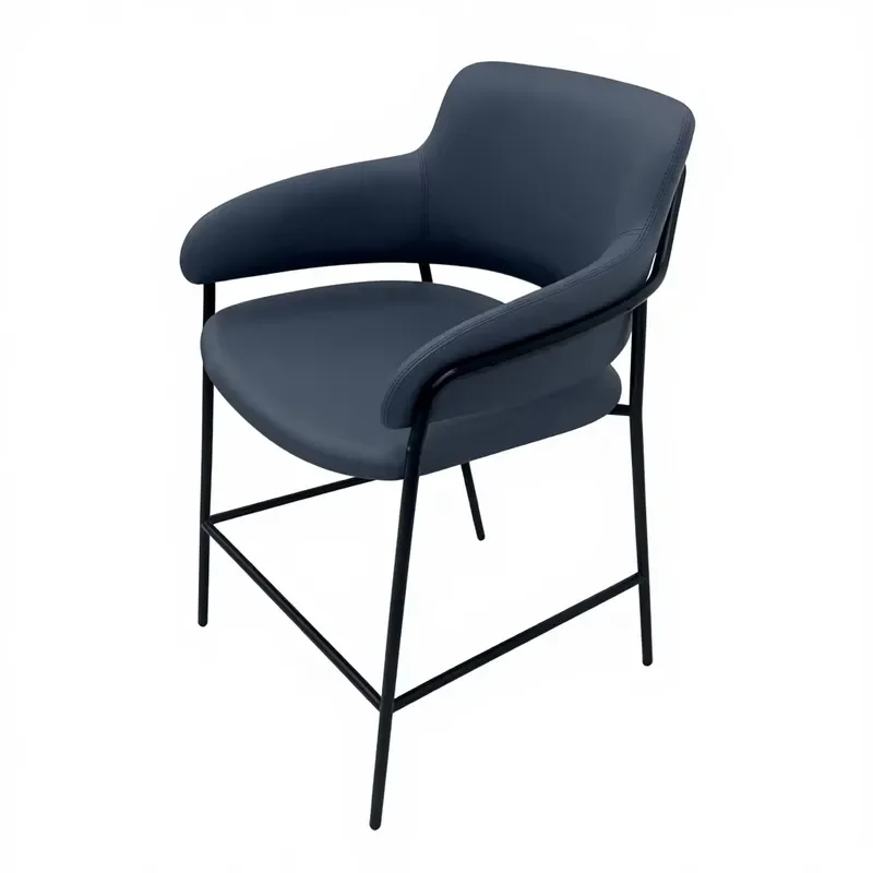 Modern Leather Bar Stool Stainless Steel Legs Comfortable Counter Height Chair for Home Kitchen Island Living Room Hotel