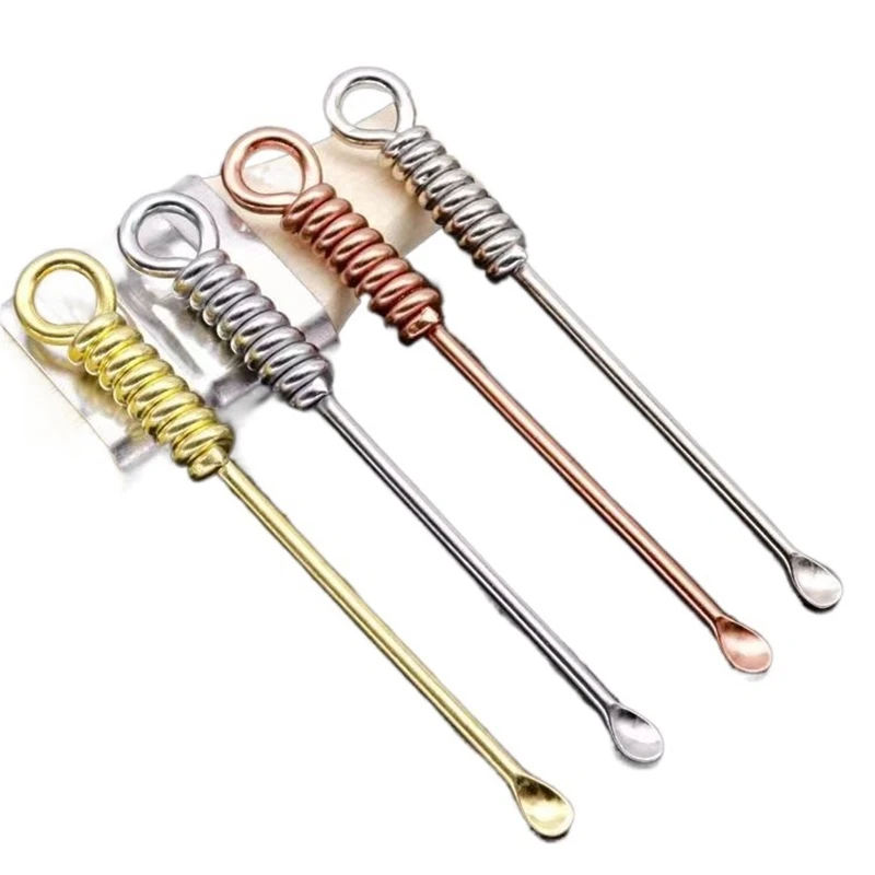 100PCS Mini Earpick Smoking Scoop Ear pick Keyring keychain pendant Powder Shovel