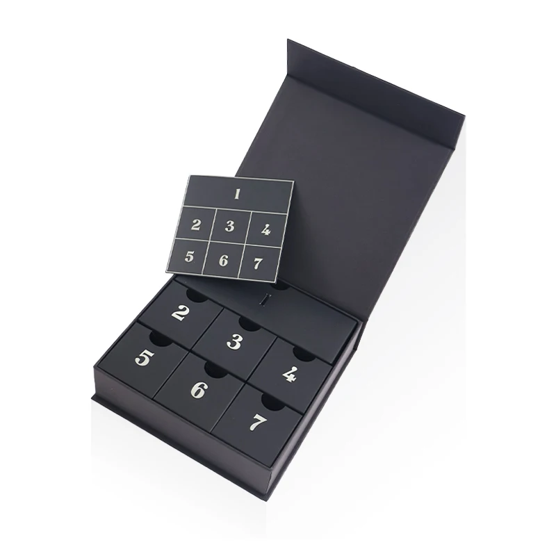 2025Christmas Packaging Box Personalized Custom Wholesale Empty Black 7 Day Advent Calendar Jewelry - Image 6
