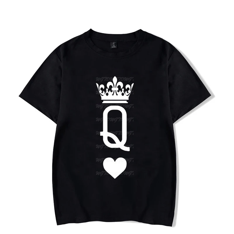 King Queen Crown Couple Matching Tshirt Men Women Valentine Lovers Shirt Fashon Trend Wife Husband Tee Harajuku Couple T Shirt