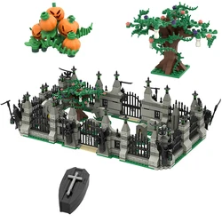 MOC Halloween Bricks Toys Building Blocks Cemetery Scene Model Kids With Tombstone Skull Ghost Coffin Gifts Compatible With LEGO