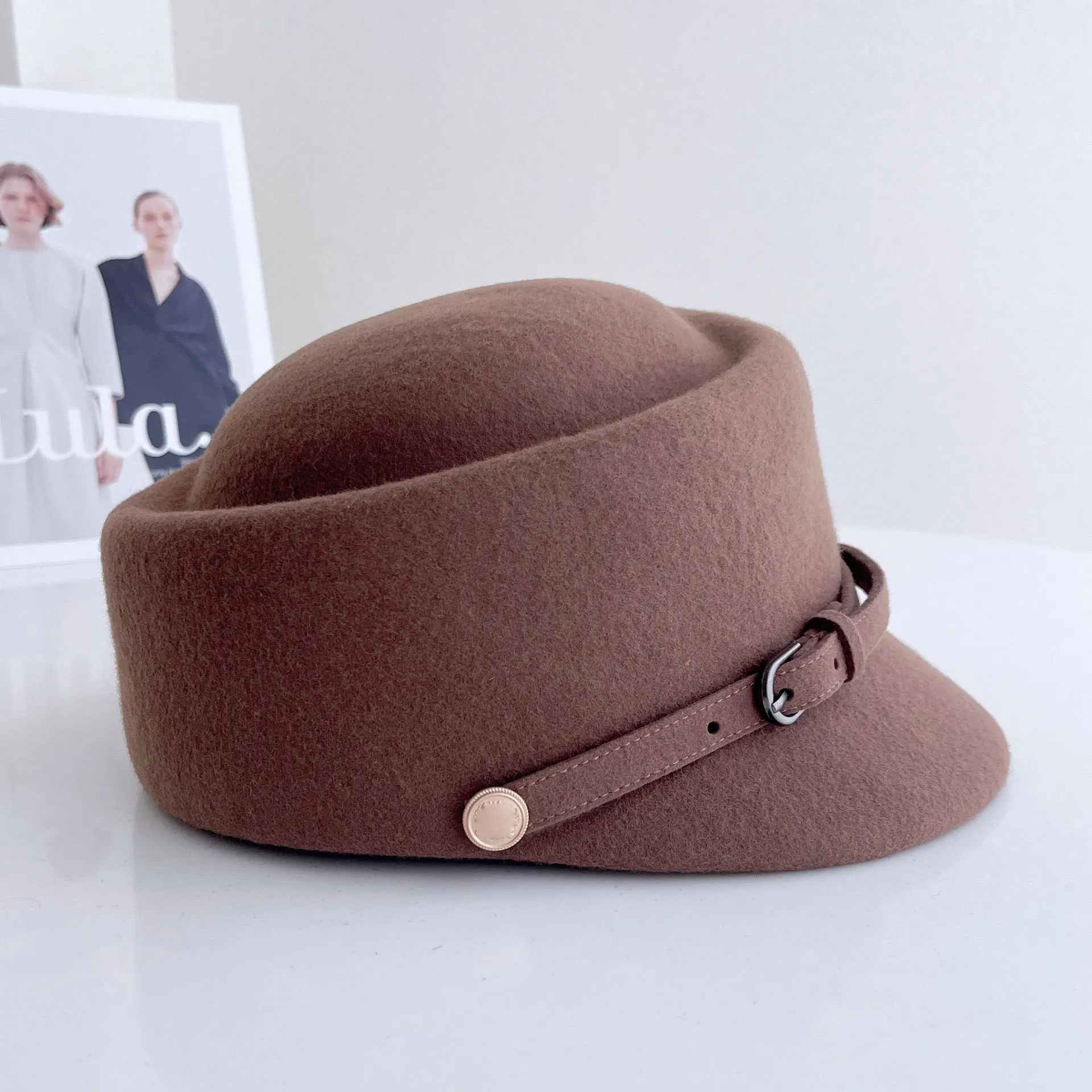 Fashion Wool High-quality Retro Irregular Equestrian Hat Black White Khaki Duckbill Hat Luxury Knight Hat
