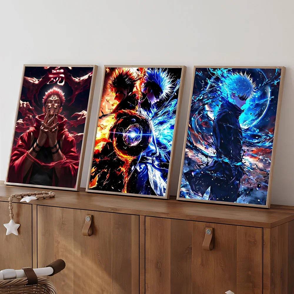 1 قطعة أنيمي Jujutsu Kaisen يطبع المشارك الشكل Itadori يوجي جوجو ساتورو قماش اللوحة ديكور المنزل المشارك المشجعين الهدايا غير المؤطرة