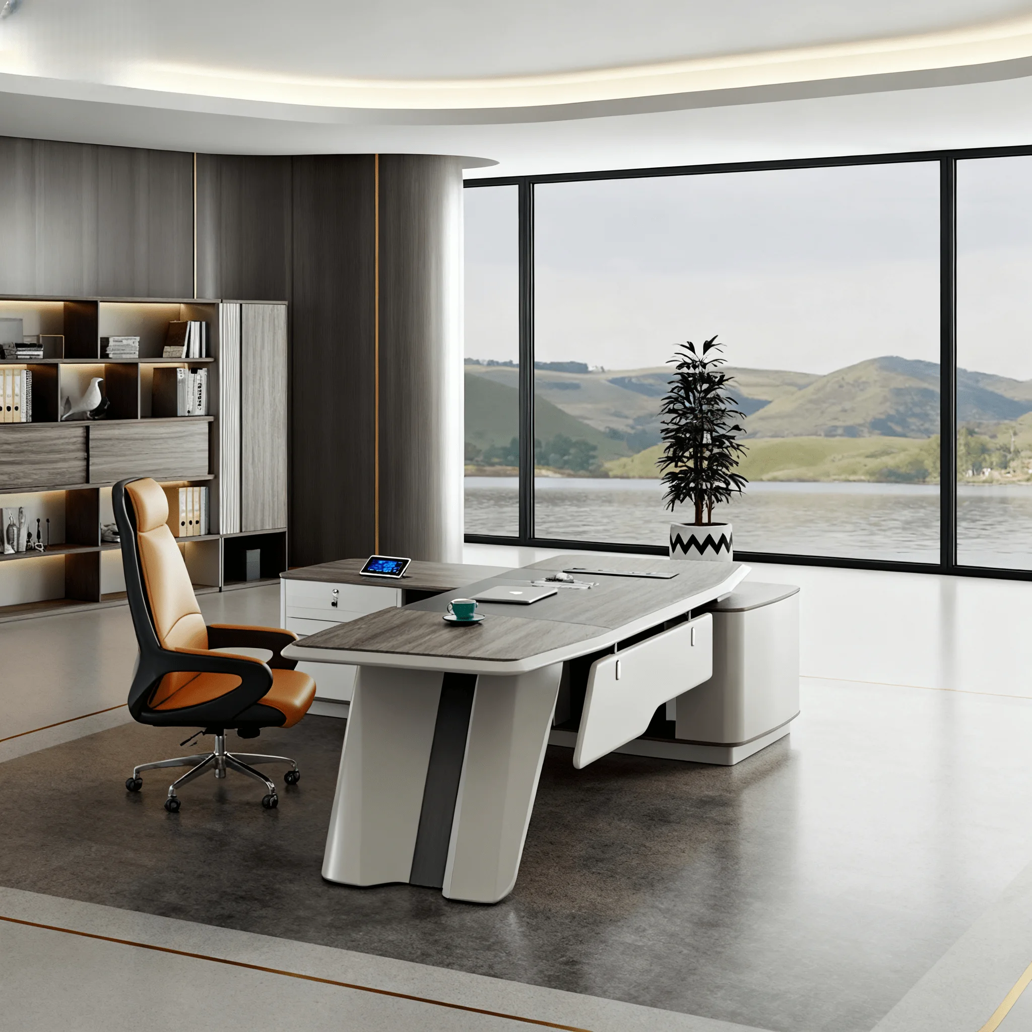 Modern Durable Wooden Executive Office Desk-Practical Computer Desk For Office Building