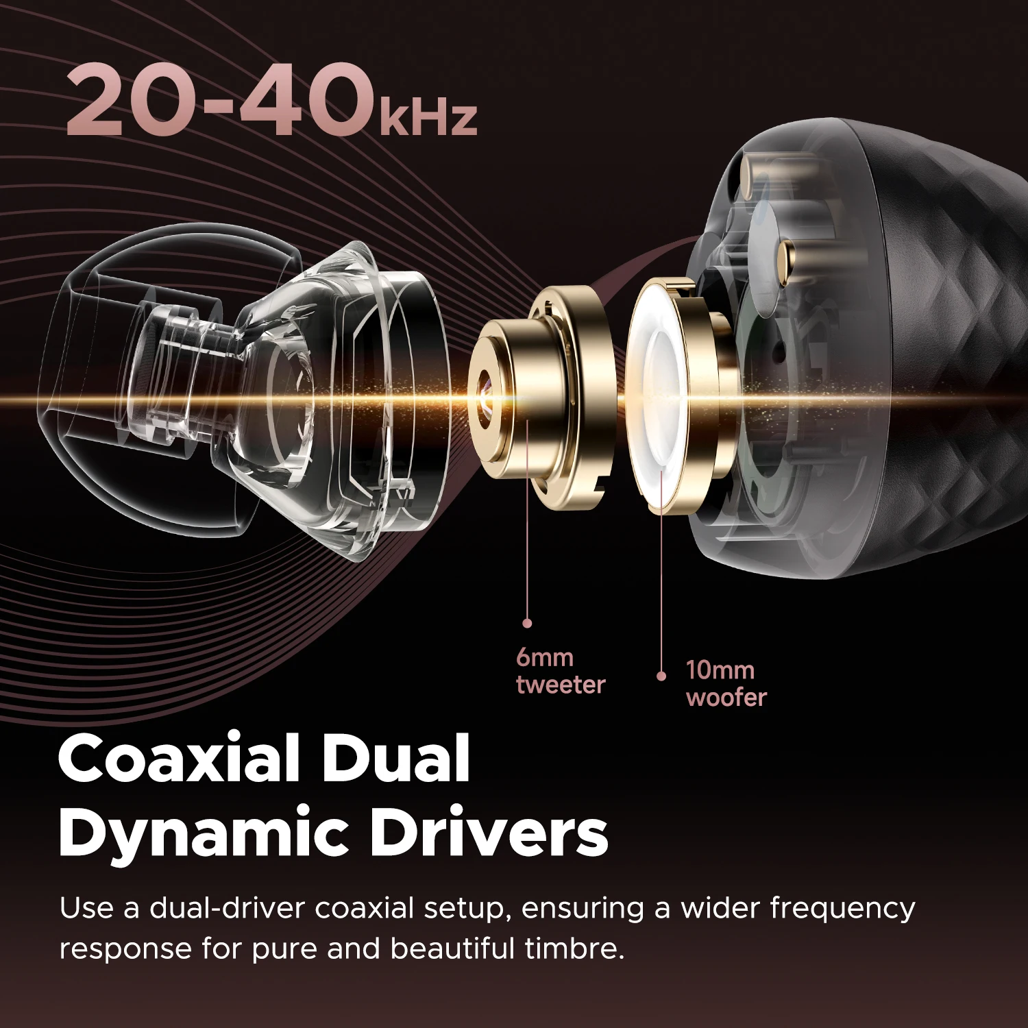 SoundPEATS Engine4 auricolari Wireless Bluetooth 5.3 Hi-Res con LDAC, driver coassiali Dual Dynamic per suono Stereo, totale 43 ore