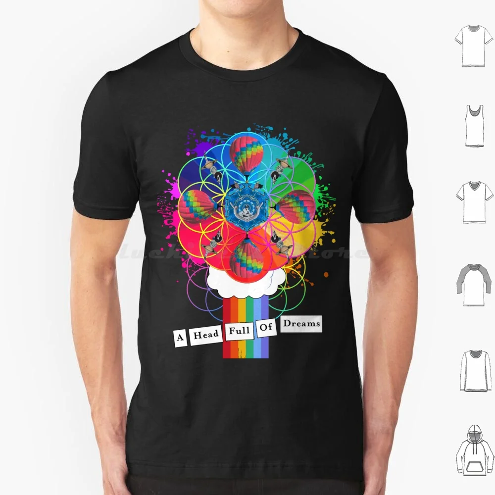 A Head Full Of Dreams T Shirt Big Size 100% Cotton Pop Band Music Artist Fanart Song Album Lyrics Dreams Multicolored Flower Of