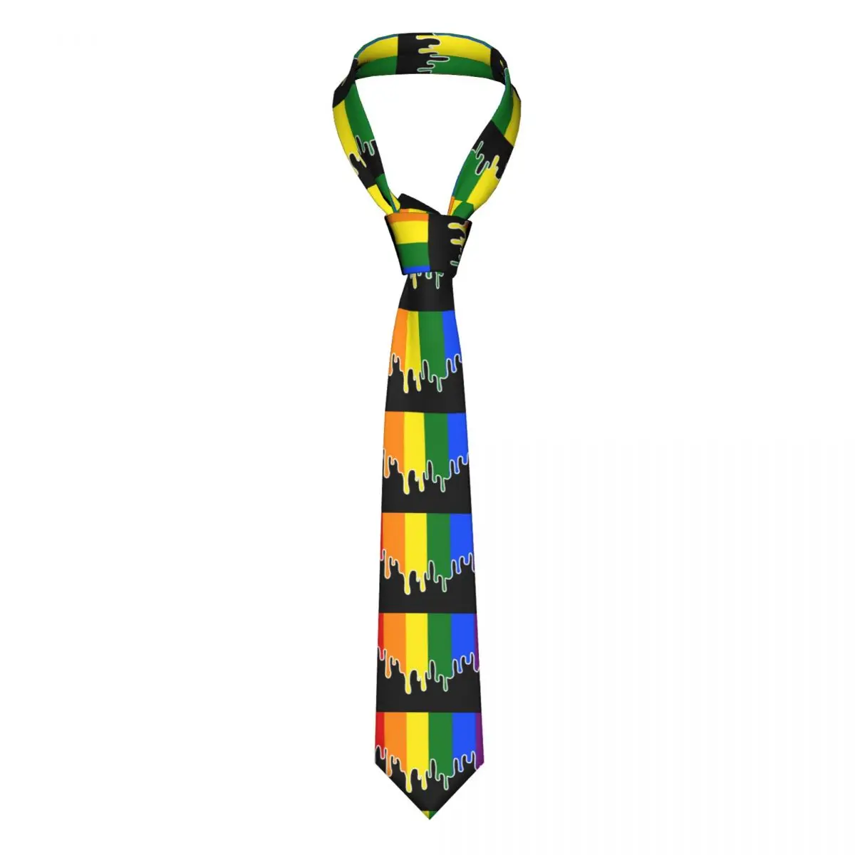 

Custom Gay Pride Flag Drip Tie Mens Fashion Silk Rainbow LGBT Necktie for Office