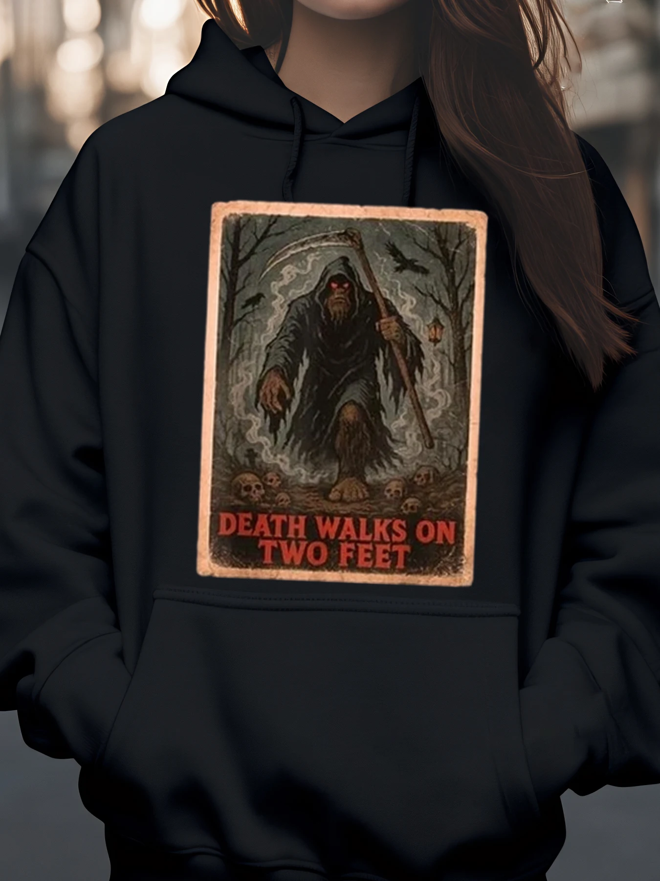 

Прогулки смерти на двух ногах, толстовка с принтом мрачного жнеца, костюм на Хэллоуин, праздничная одежда унисекс для взрослых