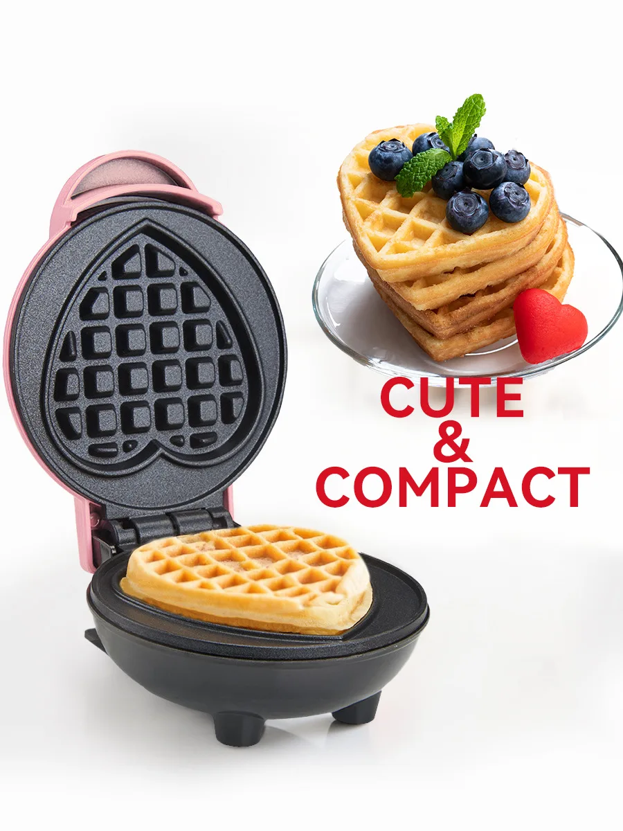 Mini Waffle Maker Electric Kitchen Appliance for Car & Hotel Use Stainless Steel  Breakfast Machine
