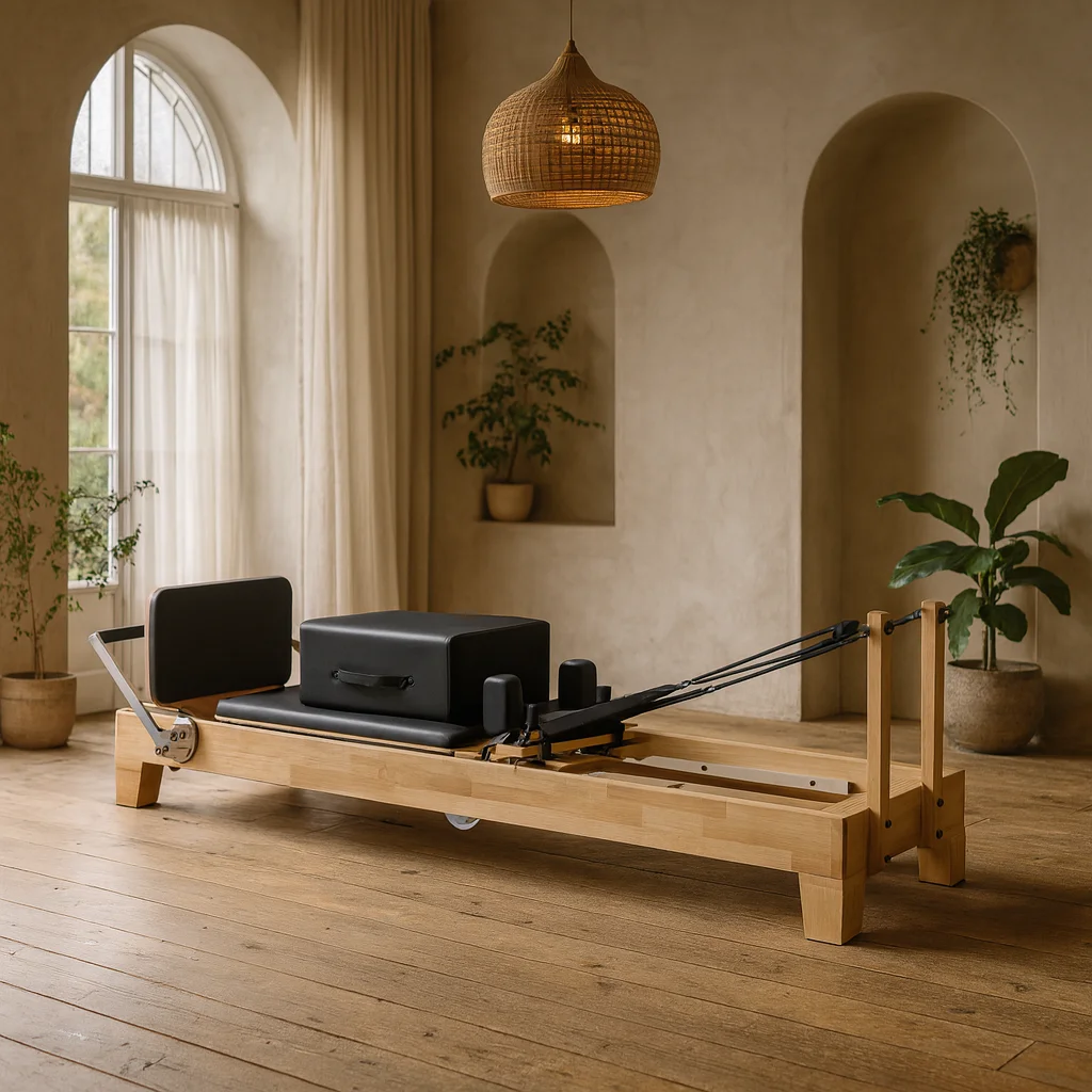 

Beech Wood Pilates Reformers Machine Professional Commercial Bed Reformer With Five Piece Sliding Bed for Studio Home Gym