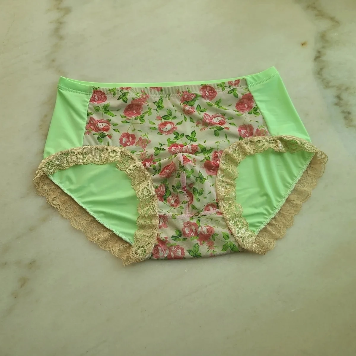

Man's Handmake Floral Printing Lace Briefs Live Show Dance DJ Club Bar Private FKK Party Costumes