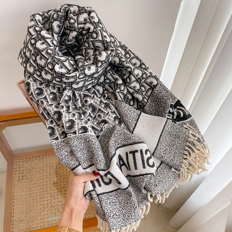 New scarf women winter fluffy soft waxy new wrap warm everything with thick shawl neck dual use