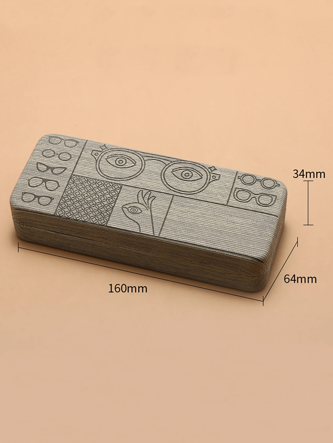 Brillenetui mit geometrischem Muster, tragbares, stilvolles quadratisches Brillen-Aufbewahrungsetui mit geprägtem Design, modisches Accessoire für Herren – Detail 2