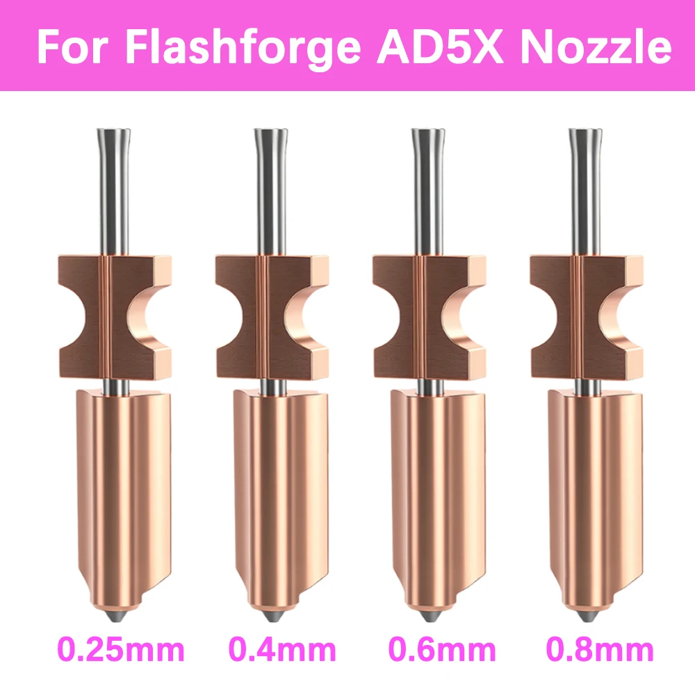 

Быстросменные сопла из закаленной стали для экструдера FlashForge AD5X (0.25, 0.4, 0.6, 0.8 мм) для 3D-принтера FlashForge AD5X