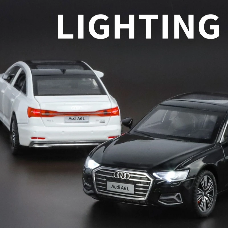 1:32 audi a6l carro de luxo alta simulação liga modelo carro diecast metal som luz puxar para trás coleção crianças brinquedos presentes