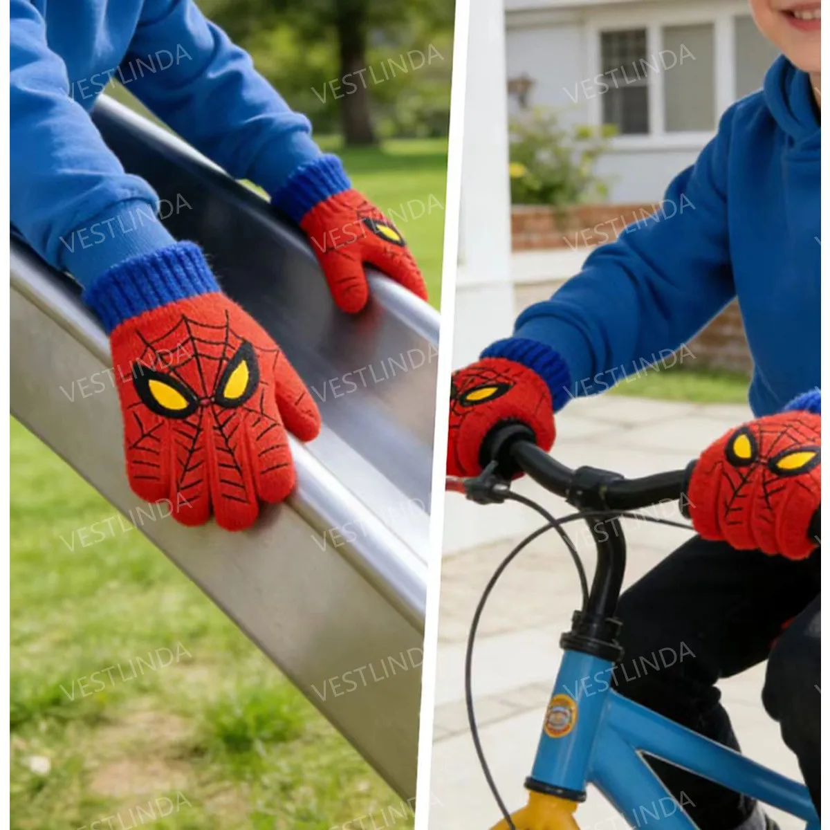 New Winter Soft Warm Knitted Spiderman Gloves Cartoon Design Full-finger Gloves For Daily Wear Christmas Gift Warm Outdoors Boys - view 3
