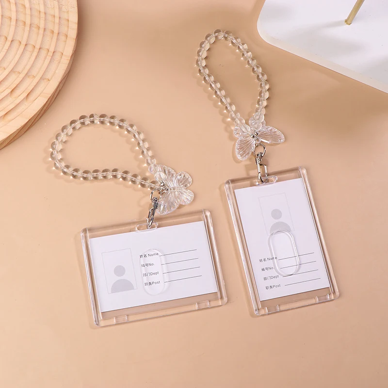 Crystal Butterfly Photocard Holder Transparent 3 Inch Acrylic Photos Credit ID Bank Card Protective Case Keychain Pendant