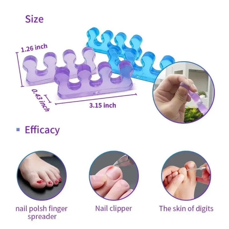 Entretoises flexibles en Silicone souple pour les orteils, 5 couleurs, 2 pièces (1 paire) pour outils de pédicure pour vernis à ongles