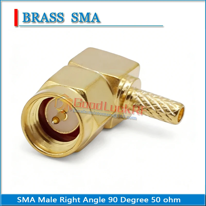 SMA Male Right Angle 90 Degree Crimp RG316 RG174 RG179 LMR100 50-1.5 Cable Plug Gold Plated 50 ohm Copper RF Connector Adapter