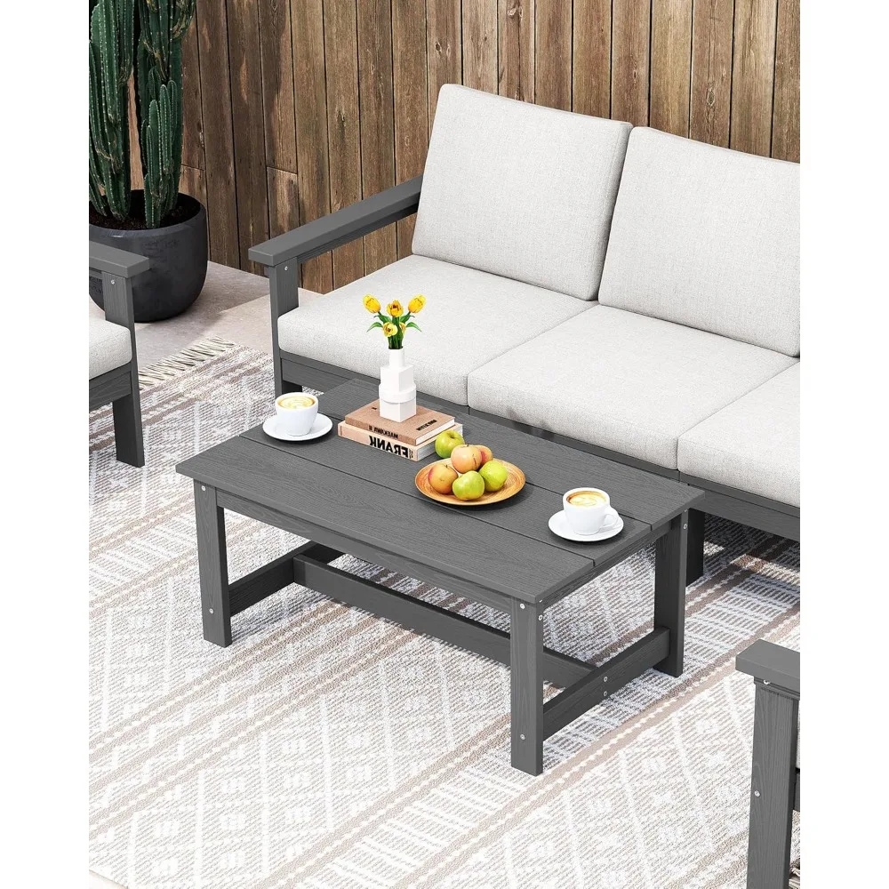 

HDPE Patio Coffee Table, Rectangle Outdoor Coffee Table, All-Weather Coffee Side Table for Balcony, Poolside, Deck, Customized