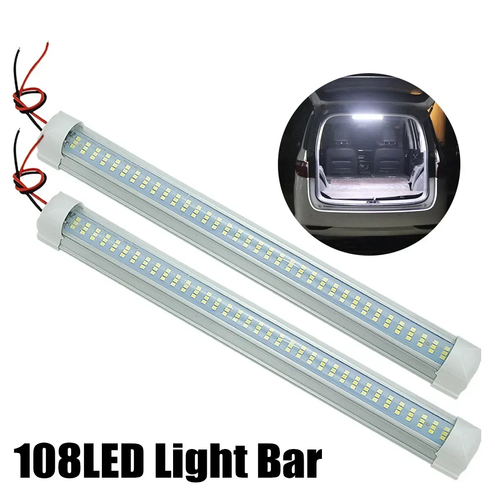 

12V 108LED Car Interior Light Strip Bar Lamp Van Bus Caravan On/Off Switch 4.5W Car Trunk Lamp Led Luggage Compartment Light
