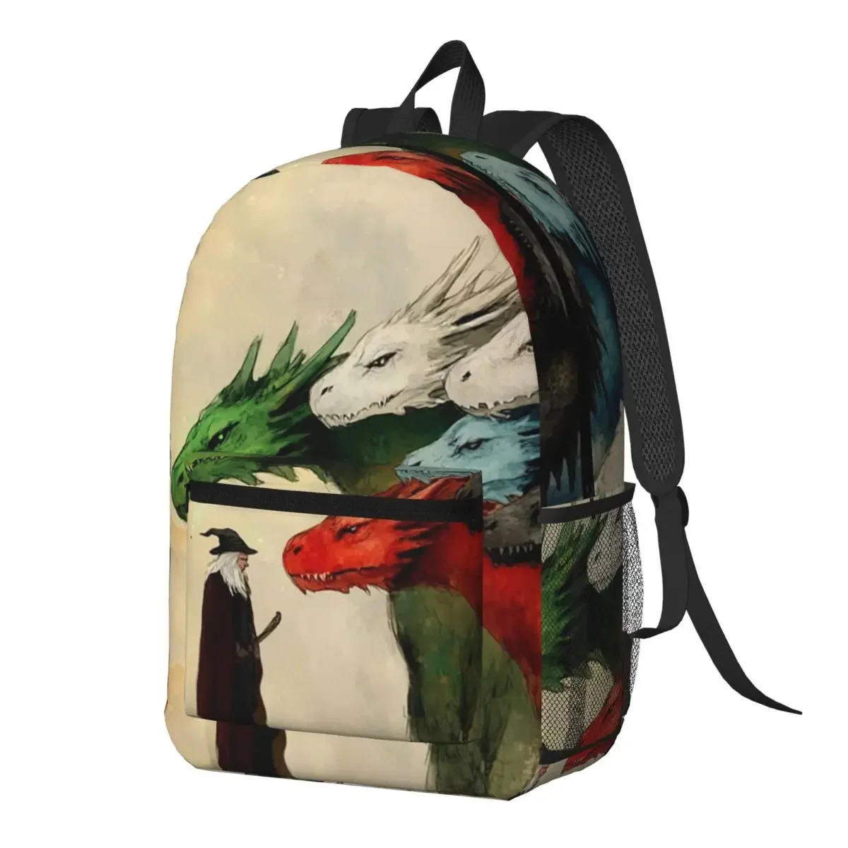 Colorful Mythical Dragon Print Backpack Daypack Large Capacity Kids BookBag School Bag Shoulder Bags for Men Women