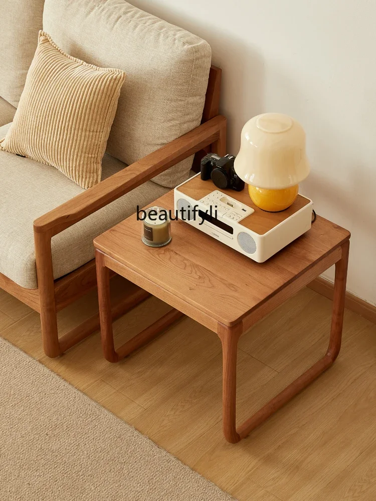 

Nordic solid wood edge few living room sofa side cabinet table simple small coffee table cherry wood6239