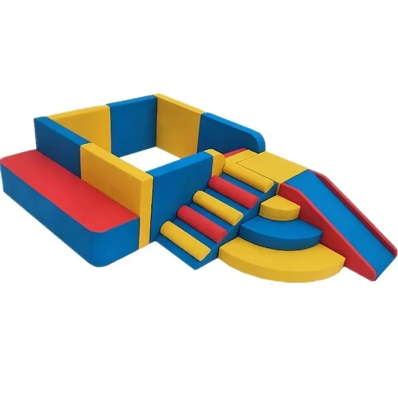 Soft play foam block purple pink pad indoor playground children soft play equipment set with ball pit