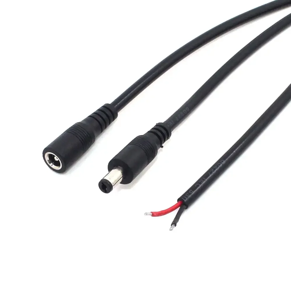 2pcs/lot 12V 10A DC Female/Male Cable Wire Connector For 3528 5050 LED Strip Light 5.5x2.1mm Plug DC Power Cord For Diy 18AWG