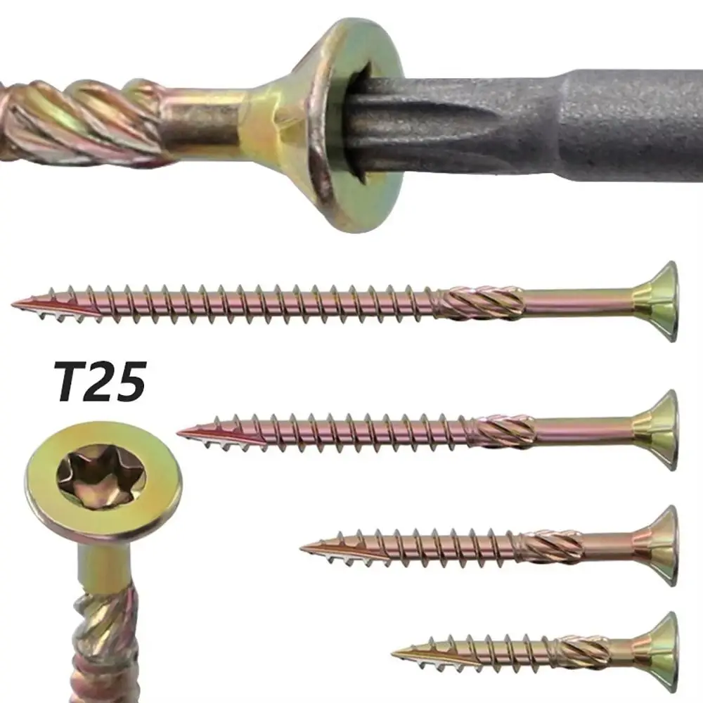 Image of 100 Stück/Packung Neue 35mm 45mm 60mm 80mm Selbstschneidende Schrauben M5 Flachkopf Torx T25 Schrauben Verzinkte Holzbearbeitungsschrauben Hardware-Werkzeuge