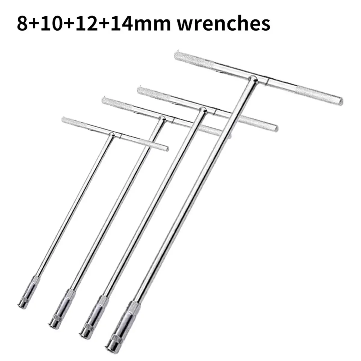 Reliable- 4-Piece Set of Chrome Steel Multi Piece Combination T-Shaped Socket Wrench for Automotive and Home Maintenance