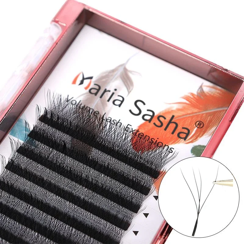 MARIA 4D W en forma de haz extensiones de pestañas parche imitación rusa etiqueta privada al por mayor grupos fácil ventilador volumen pestañas maquillaje