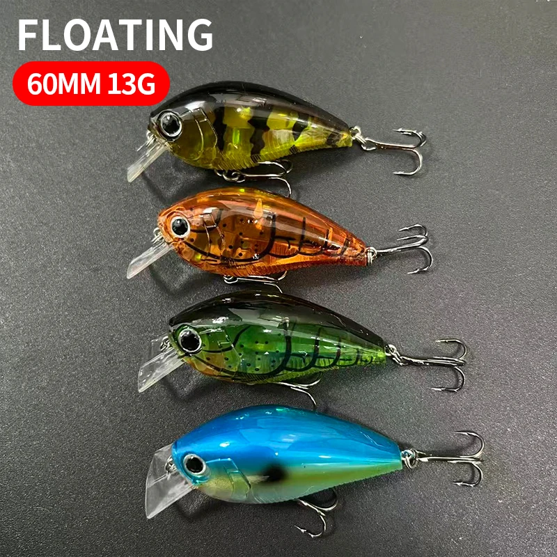 60 мм 13,5 г Плавающий рыболовный воблер, искусственная жесткая приманка для баса, японский 3D-воблер Prism CRANK, поверхностная приманка Fat Squarebill, жесткая приманка