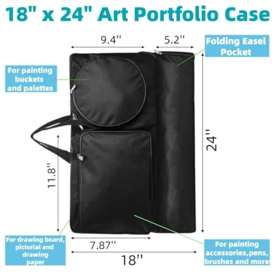 حقيبة ظهر فنية كبيرة مقاس 24 بوصة طول × 18 بوصة مع مقبض لرسم الملصق ولوحة الرسم لتخزين علبة مقاومة للماء شديدة التحمل #3