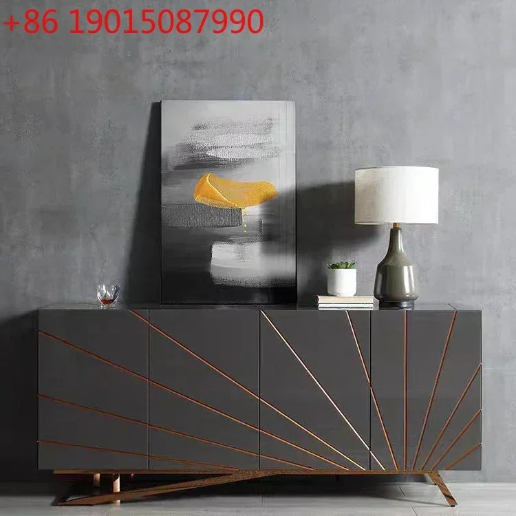 

Postmodern light luxury dining side cabinet solid wood Italian minimalist living room entrance entrance cabinet baking paint