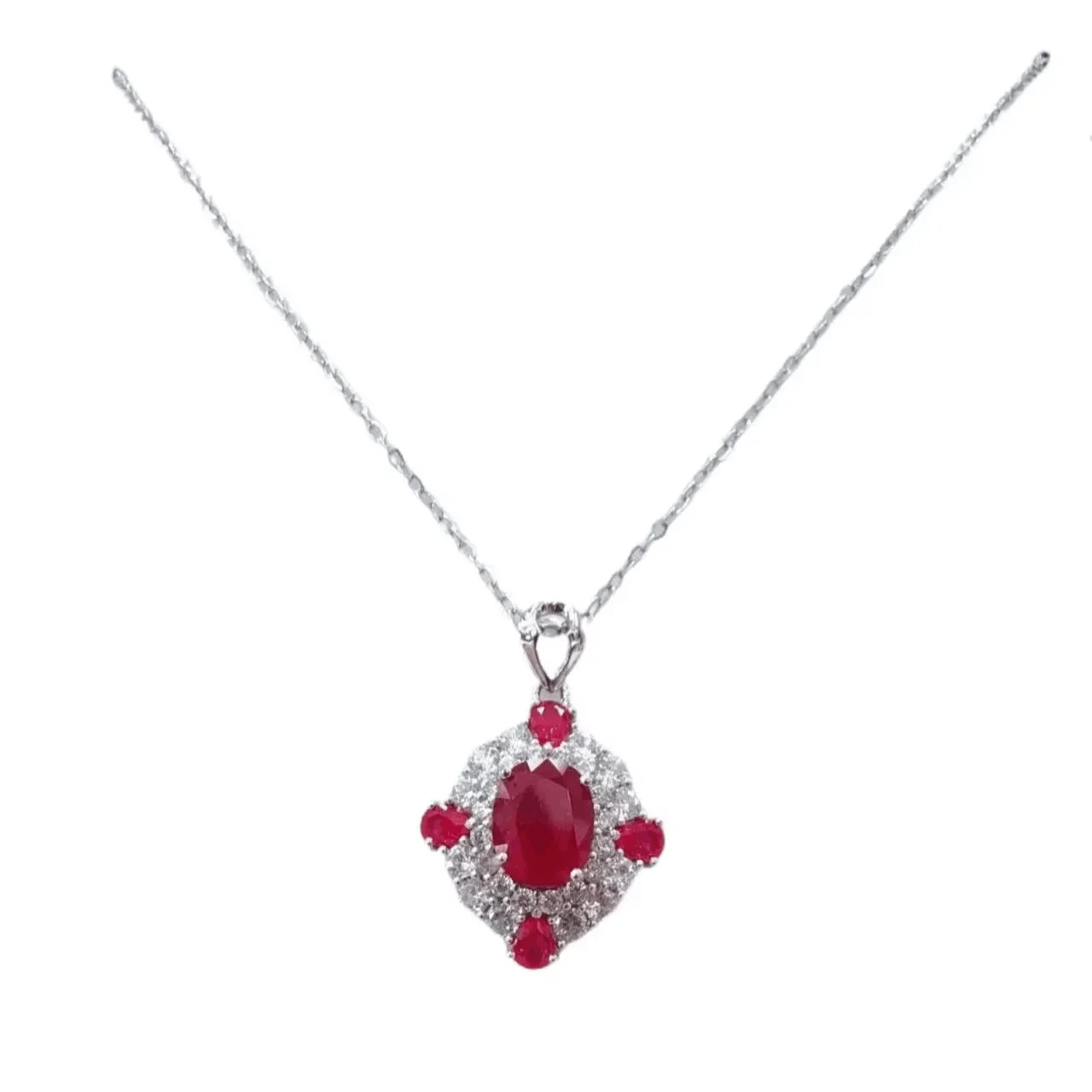 

ZECAA 925 Jewelry Woman Ruby Pendant With Natural Ruby Gemstone 7*9mm S925 Silver Ruby Pendant Jewelry For Wedding Party