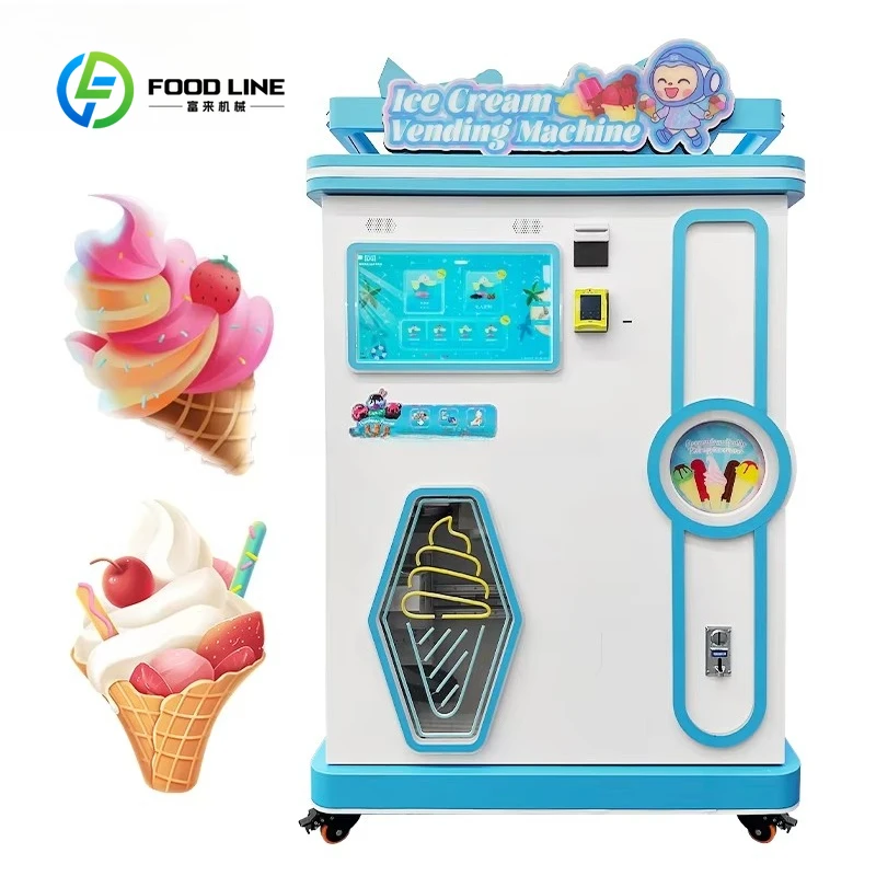 Customized Technology Self Service Automatic Soft Ice Cream Vending Machine Ice Cream Maker Mall Entertainment Center Hot Sale
