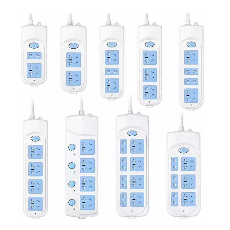 Regleta UE, Reino Unido, EE. UU., enchufe AU a China, adaptador de enchufe de CA, enchufe de cable de extensión con interruptor, luz indicadora, puerta de seguridad