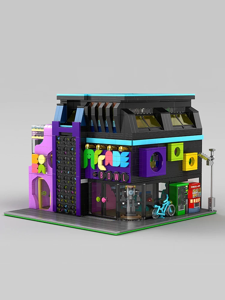 Cyberpunk LED Arcade-Raum Modulare Bausteine Spielhaus Stadt-Architektur-Modellbausatz Kreatives DIY-Spielzeug Geschenk für Erwachsene 2600 Teile ﻿