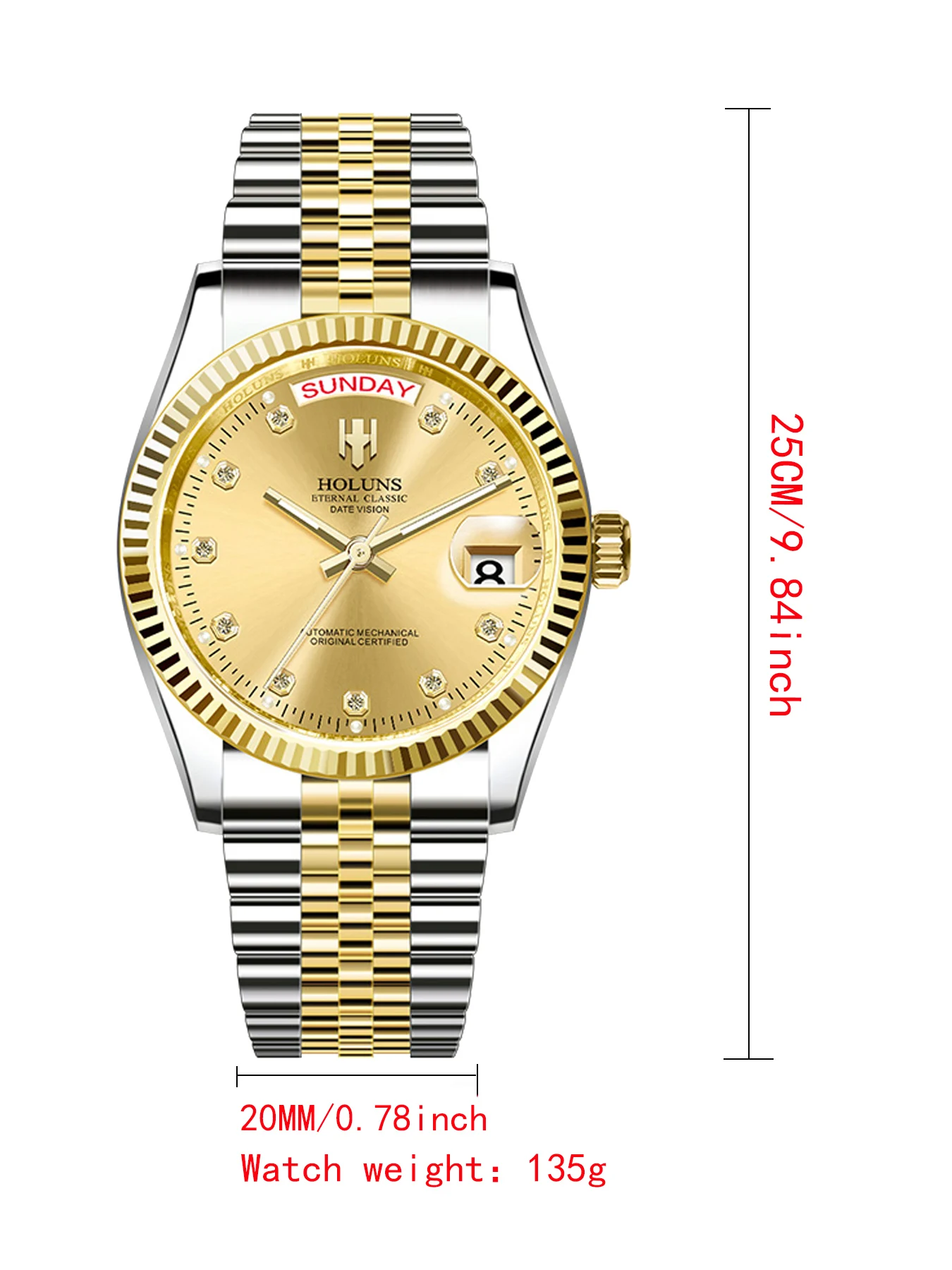 Business Casual Automatic Mechanical Watch man mechanical watch calendar mechanical watch waterproof watch gold watch