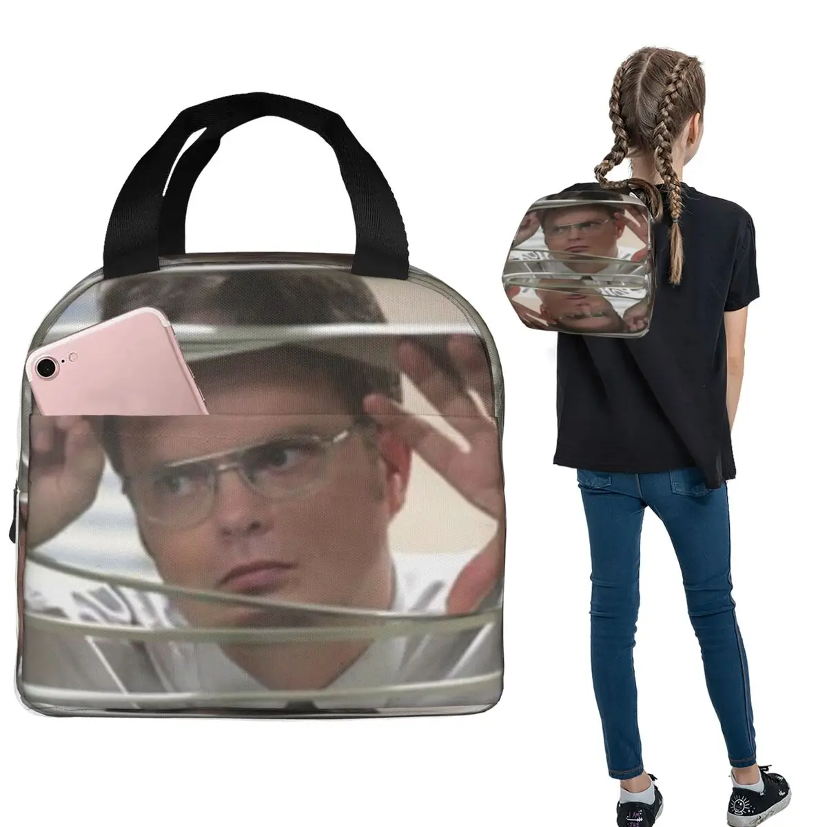 

Изолированная сумка для обеда Dwight Schrute, наблюдающая за окном для женщин и детей, герметичные коробки для еды, термосумка для ланча