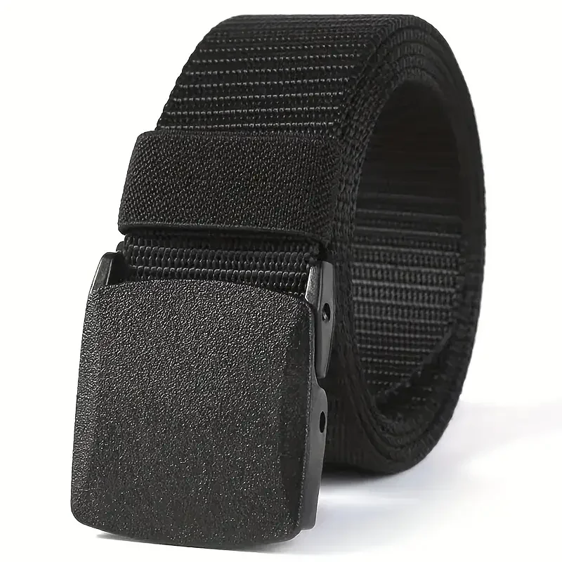 Cinturón de lona con hebilla automática para hombre, cinturón táctico multifuncional de nailon para exteriores, accesorios de caza